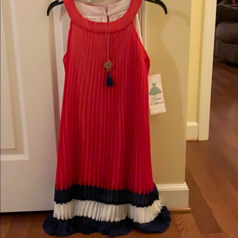 Pleated red/white/blue dress